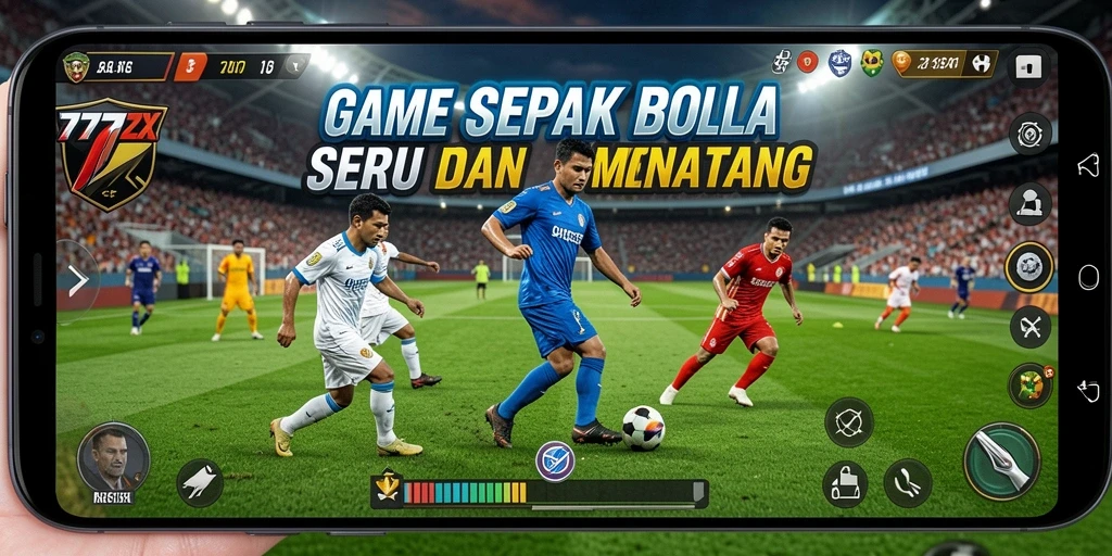 Tampilan gameplay menyerupai pertandingan sepak bola nyata dengan grafis menawan.