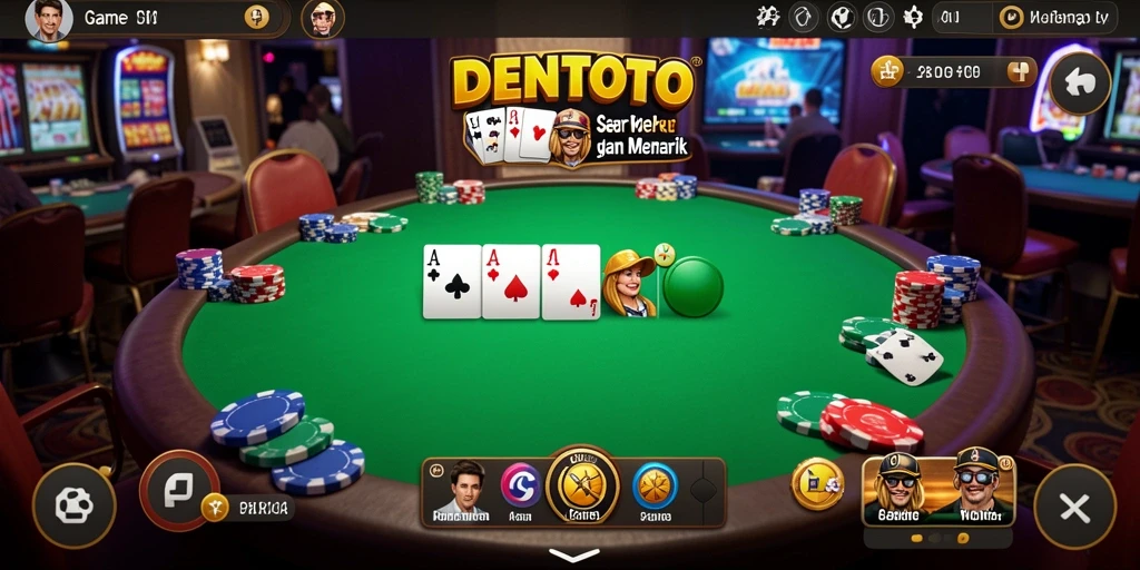 Tampilan gameplay DENTOTO menampilkan aksi poker yang mendebarkan.