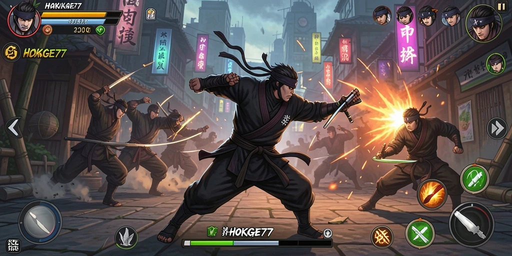 Screenshot HOKAGE77 menampilkan aksi pertarungan yang intens dan mendebarkan.