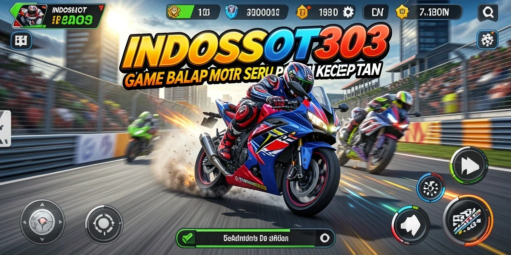 Tangkapan layar gameplay INDOSLOT303 menampilkan aksi balap motor yang mendebarkan.