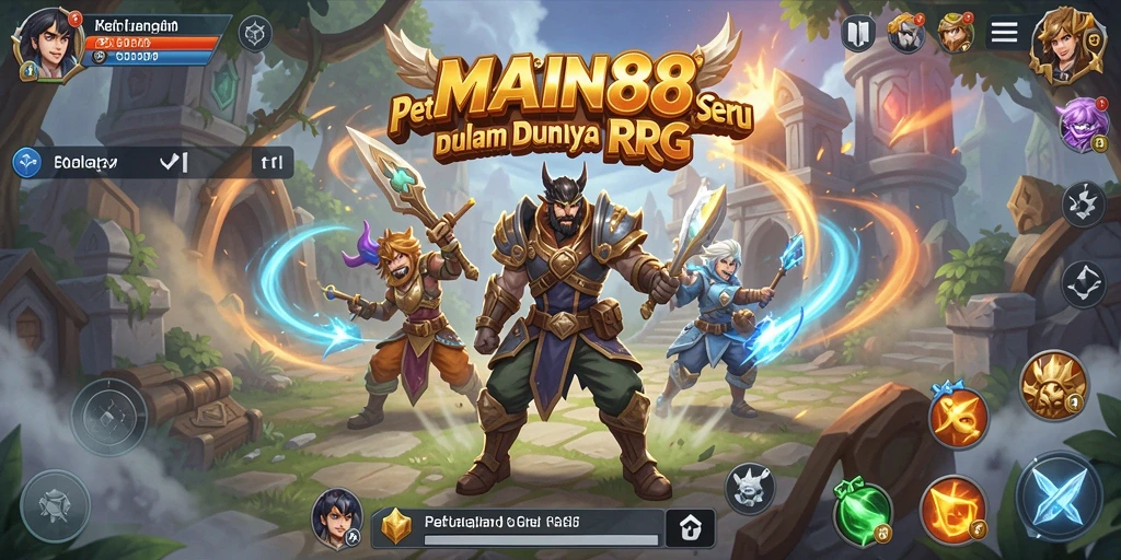 Tangkapan layar utama MAIN88 menampilkan aksi pertempuran epik dalam game RPG.