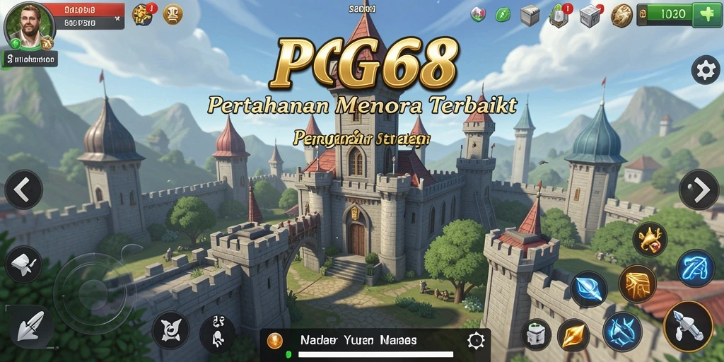 Screenshot PGG68 menampilkan aksi menara pertahanan yang intens.