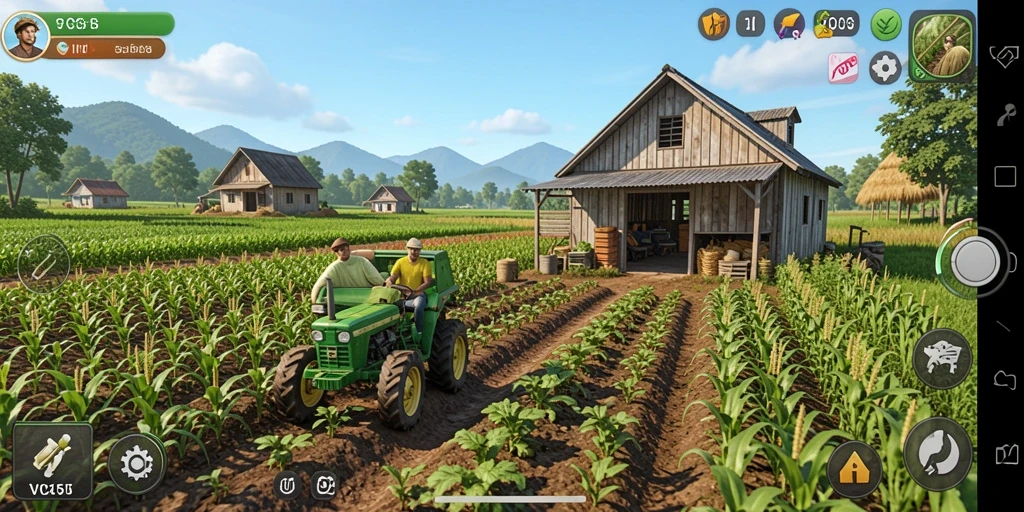 Screenshot menampilkan gameplay menarik VC55 saat bercocok tanam.